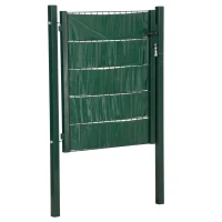 HOMCOM Porta de Vedação de Jardim Aço com Tecido Opaco Maçaneta de Fechadura 3 3 Chaves Porta de Vedação para Exterior Pátio Terraço 97x150cm Verde(m-1)