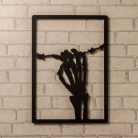 Homemania Decorazione Da Parete in Acciaio Scheletro Nero W34xD0,15xH48 cm(m-1)