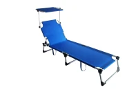 Biacchi Lettino pieghevole Mykonos in Alluminio e Textilene 2x1 Blu(m-1)