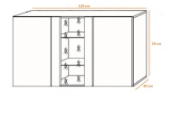 Homemania Cassettiera Tallinn Bianco Opaco, Nero Lucido W120xD40xH70 cm(m-2)