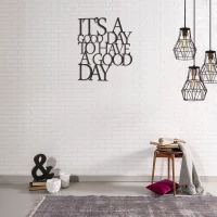 Homemania Decorazione Da Parete in Acciaio Frasi Nero L61xP0,15xA70 cm(m-1)