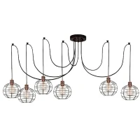 Homemania Lampada A Sospensione Wire-Fall W180xD180xH113 cm Rame, Nero(m-1)