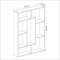 Homemania Libreria Liam W100xD22xH136 cm Bianco, Noce(m-3)