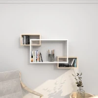 Mensola Davis Porta Libri con Ripiani da Parete Bianco e Sonoma in Legno L100xP20xA59,2 cm(m-1)