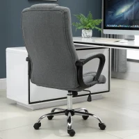 Vinsetto Office Chair, Computer Desk Chair, Linen Fabric Swivel Chair with Adjustable Height, Rolling Wheels for Home and Study, Grey(m-7)