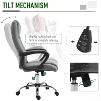 Vinsetto Office Chair, Computer Desk Chair, Linen Fabric Swivel Chair with Adjustable Height, Rolling Wheels for Home and Study, Grey(m-4)