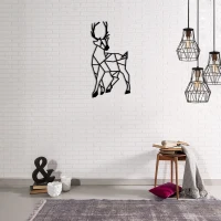 Homemania Decorazione Da Parete in Acciaio Cervo Nero L26xP0,15xA53 cm(m-1)