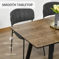 HOMCOM Extendable Dining Table Rectangular Wood Effect Tabletop for 4-6 People with Metal Frame & Hidden Leaves for Kitchen, Dining Room, Living Room(m-4)