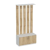 Mobile da Ingresso Deniz con Ante Ganci e Ripiani in Rovere Bianco L85xP37xA181,8 cm(m-3)