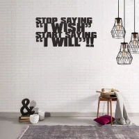 Homemania Decorazione Da Parete in Acciaio Frasi Nero W70xD0,15xH34 cm(m-1)