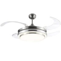 HOMCOM Indoor Ceiling Fan with Light, Retractable Blades, Modern Mount Dimmable LED Lighting Fan with Remote Controller, for Bedroom, Living Room(m-1)