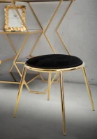 Sgabello Glam Emily Nero Cm Ø 45X45 (Misura Gambe Cm 45)(m-8)