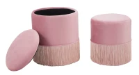 Puff Contenitore Lines Coppia Rosa Cm Ø 35X42-30X32(m-4)
