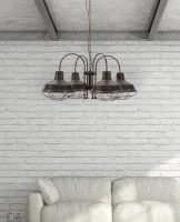 Lampadario Bronks 4 Luci Cm  80X80X40 (Catena Cm 80)(m-9)