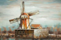 Dipinto Su Tela Mulino A Vento Cm 120X3.7X80(m-2)