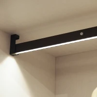 Emuca Barra appendiabili per armadi Castor con luce LED, batteria rimovibile e sensore di movimento, 1.158, Verniciato moka(m-5)