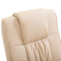 HOMCOM Faux Leather Massage Recliner Chair Easy Sofa Armchair Beauty Couch Bed with Foot Stool - Beige(m-8)