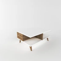 Homemania Tavolino Da Caffè Lyon W90xD60xH39 cm Bianco, Noce(m-4)