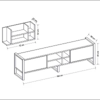 Homemania Mobile TV Leno Upper Unit W72xD22xH32 cm, Lower Unit W184xD39xH45 cm Noce, Antracite, Nero(m-3)