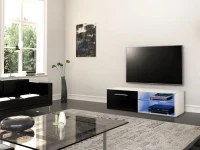 Homemania Mobile TV Santiago W120xD45xH37 cm Bianco, Nero Lucido(m-1)