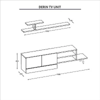 Mobile Porta TV Derin con Mensola da Soggiorno in Rovere Bianco L159,5xP31,5xA40 cm(m-4)