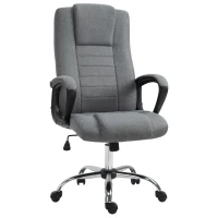 Vinsetto Office Chair, Computer Desk Chair, Linen Fabric Swivel Chair with Adjustable Height, Rolling Wheels for Home and Study, Grey(m-11)