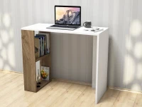 Homemania Scrivania Nano W90xD40xH75 cm Bianco, Noce(m-2)