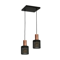Homemania Lampada A Sospensione Ares Black W25xD25xH90 cm Nero, Rosa(m-1)