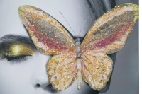 Stampa Su Tela Con Applicazioni -B- Butterly  Cm 80X3.8X120(m-8)