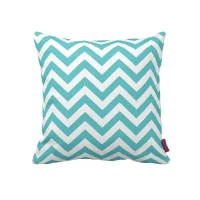 Homemania Cuscino Decorativo Fantasia Zig Zag Bianco e Azzurro 43x43x5 cm(m-1)