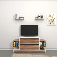 Homemania Mobile TV Mautirius Lower Cabinet W130xD30xH60 cm, Shelves W40XD20xH12 cm Bianco, Legno(m-1)