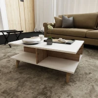 Homemania Tavolino Da Caffè Lyon W90xD60xH39 cm Bianco, Noce(m-2)