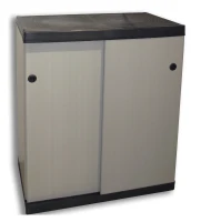 MONGARDI Armadio Basso in Resina con Ripiani 2 Ante Scorrevoli, (Interno/Esterno) 68x40,5x85(m-2)