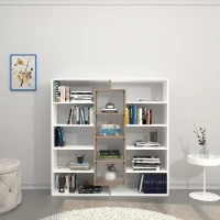 Libreria Dalia Mobile da Parete Bianco e Sonoma in Legno L130xP27xA130 cm(m-1)
