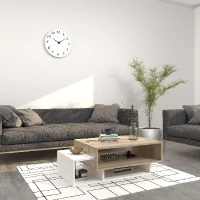 Tavolino Gemini Basso con Ripiani Bianco e Sonoma in Legno L100xP60xA35 cm(m-1)