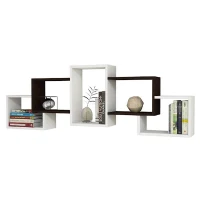 Homemania Mensola Berril W164xD20xH55 cm Bianco, Wenge(m-1)