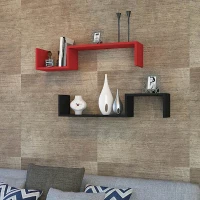 Homemania Set 2 Mensole Liatris W95,4xD19,5xH19,5 cm Rosso, Nero(m-1)