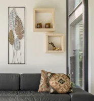 Pannello In Ferro E Legno Foglie -B- Cm 30.5X2.5X99.5(m-7)