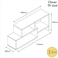 Homemania Mobile TV Clover W121,8xD30xH53,8 cm Bianco(m-4)
