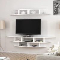 Homemania Alvino Mobile TV Lower Unit W176xD35xH35 cm, Upper Unit W147xD29xH18 cm Bianco(m-2)