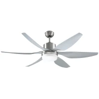 HOMCOM Reversible Ceiling Fan with Light, 6 Blades Indoor Modern Mount LED Lighting Fan with Remote Controller, for Bedroom, Living Room, Silver(m-2)