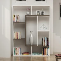 Homemania Libreria Liam W100xD22xH136 cm Bianco, Noce(m-4)