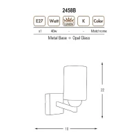 Homemania Lampada A Parete Kamelya Cilindro Cromo W10xD15xH22 cm(m-2)