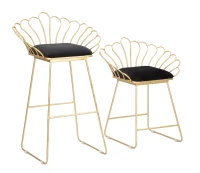 Sgabello Glam Flower Nero Cm 57X52X94-56X48X72,50(m-1)