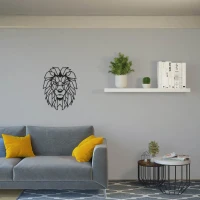 Homemania Decorazione Da Parete in Acciaio Leone Nero L40xP0,15xA50 cm(m-1)