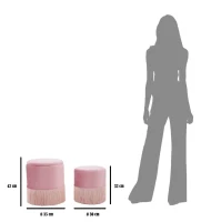 Puff Contenitore Lines Coppia Rosa Cm Ø 35X42-30X32(m-11)