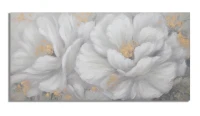 Dipinto Su Tela White/Gold Flower Cm 140X3,7X70(m-1)