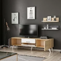 Homemania Mobile TV Only W160xD32xH45 cm con 2 Mensole W60xD16xH16 cm (2 pcs) Bianco, Rovere, Antracite(m-4)
