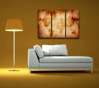 Homemania Quadro Mondo 3 Pannelli Canvas Art Globo Multicolore W69xD2xH50 cm(m-1)