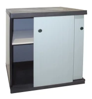 MONGARDI Armadio Basso in Resina con Ripiani 2 Ante Scorrevoli, (Interno/Esterno) 68x40,5x85(m-1)